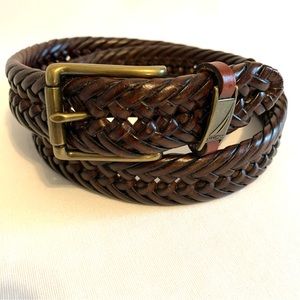 Nautica Woven Genuine Leather Belt